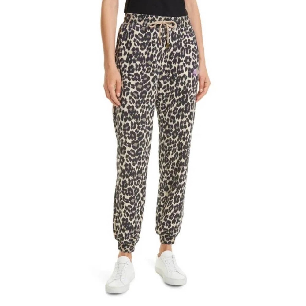 Nicole Miller Leopard Print Stretch Cotton French Terry Joggers